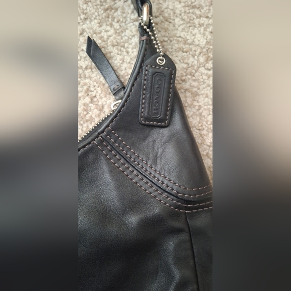 Vintage COACH Classic Shoulder Black leather Bag Goth Y2k Formal Luxury Punk - Picture 9 of 14